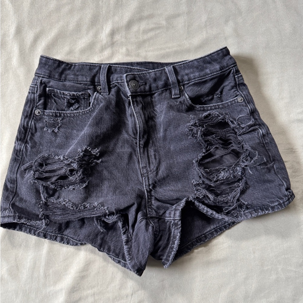 American Eagle Outfitters Ripped Black Jean Shorts Size 2